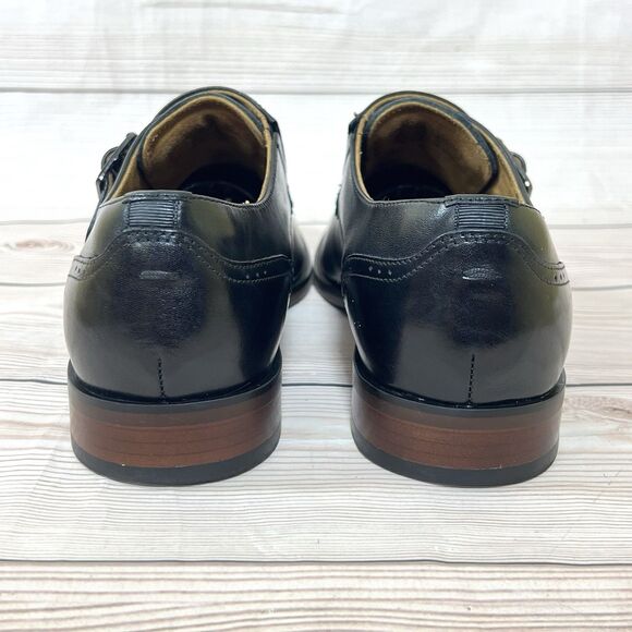 Florsheim Ravello Mens 9.5M Black Leather Monk Strap Dress Shoe Plain Toe Loafer - Picture 5 of 16